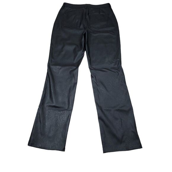 Kancan High Rise Faux Leather Split Straight Pants Size 28 Black Vegan Buckle - Picture 2 of 11
